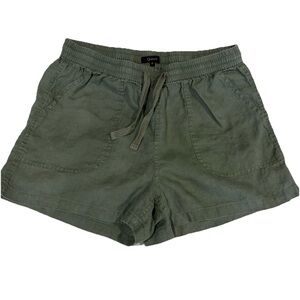 Quince Olive Drawstring Casual Shorts 100% European Flax Linen